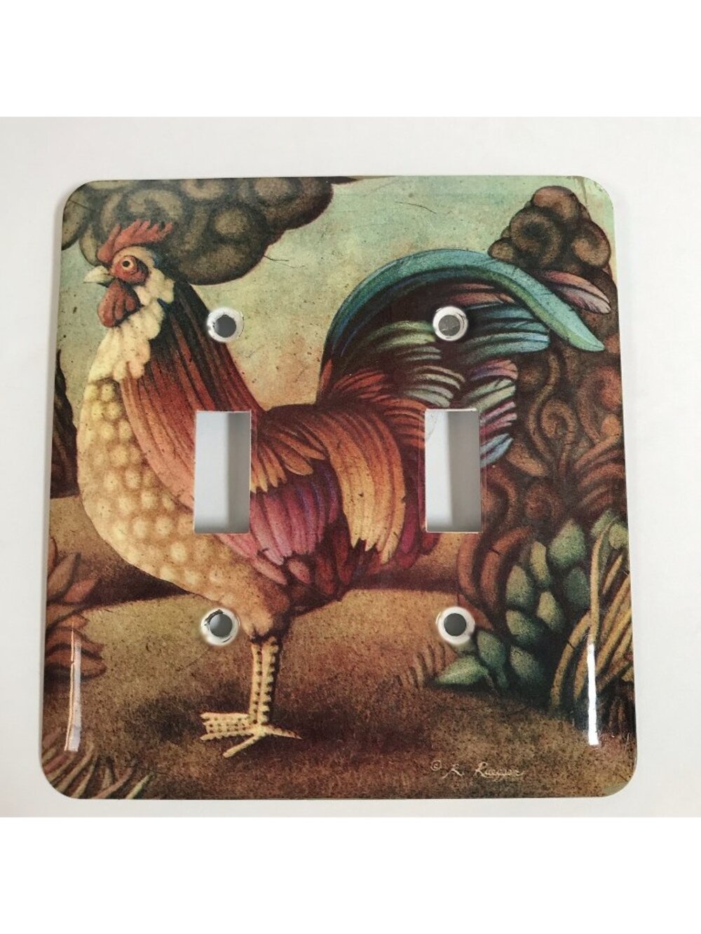 Vintage Light Switch Plate Cover Rooster Artsy Chicken Metal Farmhouse Country